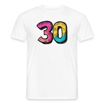 30 Nombre Coloré - T-shirt homme - blanc - Devant - AI Model Male 178 dark (178cm)
