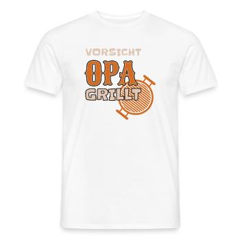 Vorsicht Opa grillt Lustiges Grilloutfit - Männer T-Shirt - Weiß - Vorne - AI Model Male 178 dark (178cm)