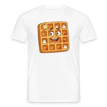 Happy Waffle Face Cartoon - Men's T-Shirt - white - Front - AI Model Male 178 dark (178cm)