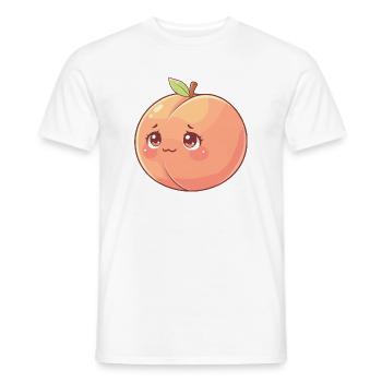 Cuddly Peach Kawaii - Men's T-Shirt - white - Front - AI Model Male 178 dark (178cm)