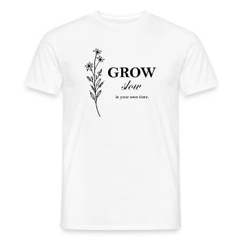 Conception typographique minimale Grow Slow - T-shirt homme - blanc - Devant - AI Model Male 178 dark (178cm)