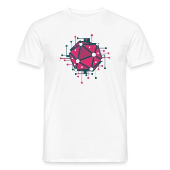Réseau géométrique rose techno - T-shirt homme - blanc - Devant - AI Model Male 178 dark (178cm)