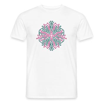 Réseau Neuronal Symétrique Rose et Bleu - T-shirt homme - blanc - Devant - AI Model Male 178 dark (178cm)