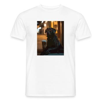 Night lounge dog with sunglasses - Men's T-Shirt - white - Front - AI Model Male 178 dark (178cm)