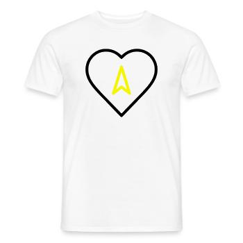 Cœur avec direction de flèche - T-shirt homme - blanc - Devant - AI Model Male 178 dark (178cm)