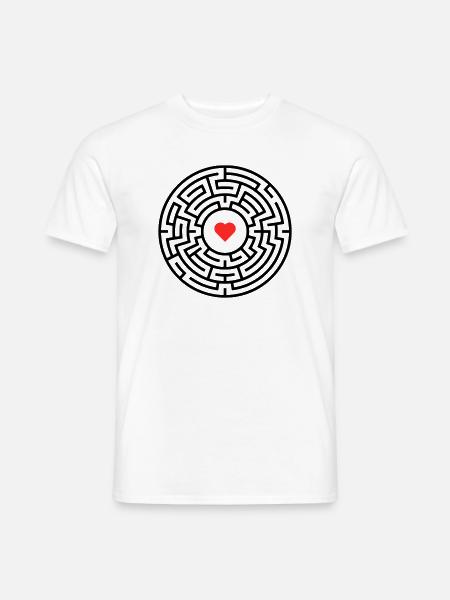 Labyrinth Heart Maze - Men's T-Shirt - white