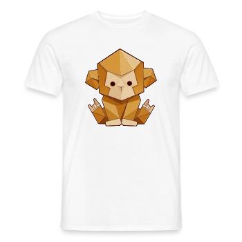Origami Affe – Rockhandzeichen Polygon Style - Männer T-Shirt - Weiß - Vorne - AI Model Male 178 dark (178cm)