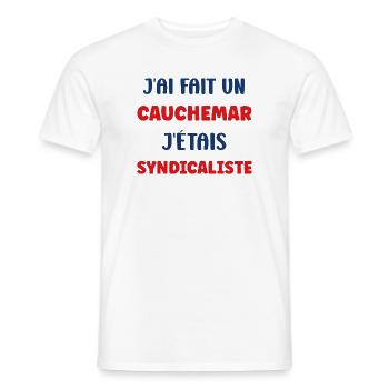 Cauchemar d’un Syndicaliste - T-shirt homme - blanc - Devant - AI Model Male 178 dark (178cm)