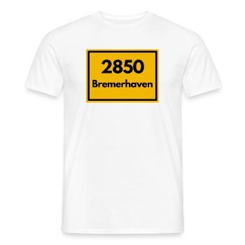 ANCIEN CODE POSTAL RETRO 2850 BREMERHAVEN HAFEN - T-shirt homme - blanc - Devant - AI Model Male 178 dark (178cm)