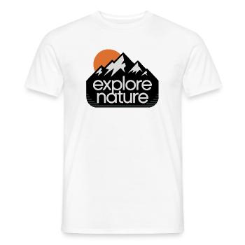 Entdecken Sie die Natur Berge Sonnenuntergang - Männer T-Shirt - Weiß - Vorne - AI Model Male 178 dark (178cm)