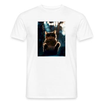 Balançoire de chat sous la veilleuse - T-shirt homme - blanc - Devant - AI Model Male 178 dark (178cm)