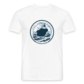 Nordstrand | When the Island Calls - Waves North Sea - Men's T-Shirt - white - Front - AI Model Male 178 dark (178cm)