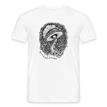 « C’est une sorte de magie » – champignon psychédélique - T-shirt homme - blanc - Devant - AI Model Male 178 dark (178cm)