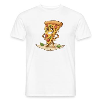 Naughty Pizza Slice Cartoon - Men's T-Shirt - white - Front - AI Model Male 178 dark (178cm)