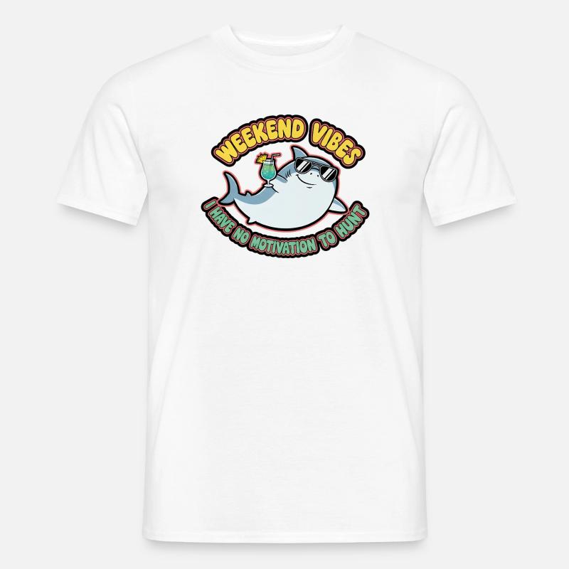 Weekend Vibes Shark Cocktail Tee - Männer T-Shirt - Weiß