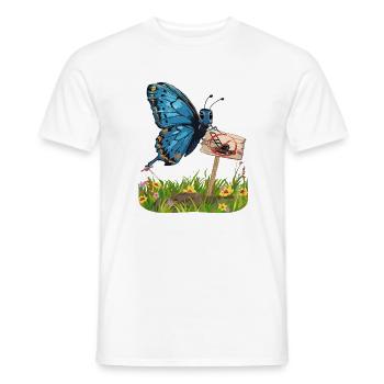 Papillon avec un signe pour plus de défi nature - T-shirt homme - blanc - Devant - AI Model Male 178 dark (178cm)