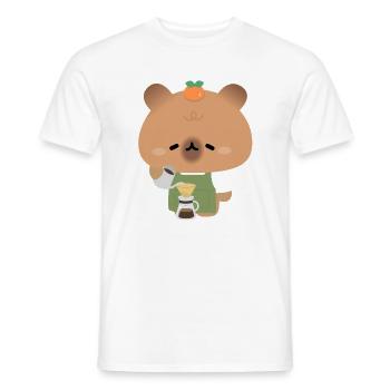 Capybara Barista Brew - Men's T-Shirt - white - Front - AI Model Male 178 dark (178cm)