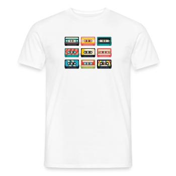 Cassettes musicales rétro – Collection de cassettes vintage - T-shirt homme - blanc - Devant - AI Model Male 178 dark (178cm)