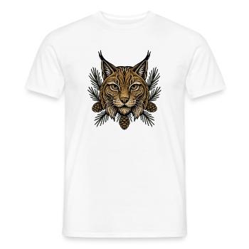 Tête de lynx avec branches de sapin - T-shirt homme - blanc - Devant - AI Model Male 178 dark (178cm)