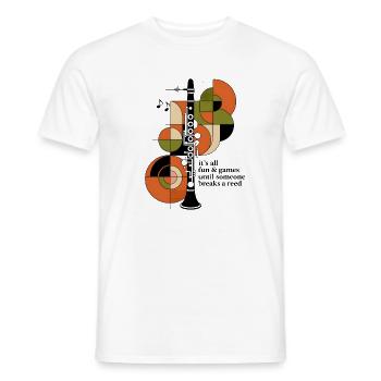 Amusant jusqu’à ce que le roseau se casse | Clarinette - T-shirt homme - blanc - Devant - AI Model Male 178 dark (178cm)