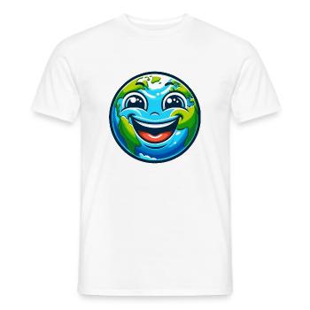 Dessin animé de la Terre Joyeuse - T-shirt homme - blanc - Devant - AI Model Male 178 dark (178cm)