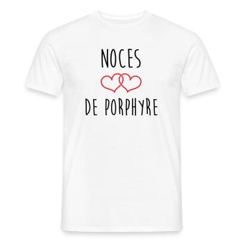 noces de porphyre 33 ans de mariage - T-shirt homme - blanc - Devant - AI Model Male 178 dark (178cm)