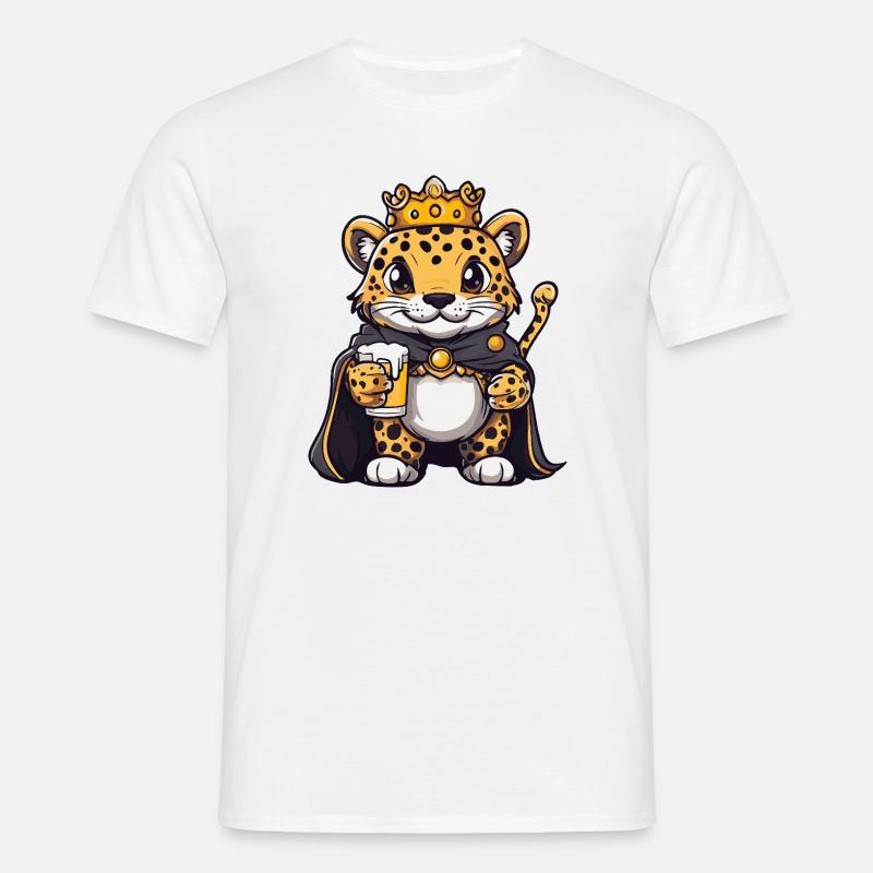 Leopard Bier König - Männer T-Shirt - Weiß