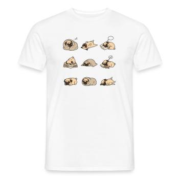 Neuf poses mignonnes de carlin endormi - T-shirt homme - blanc - Devant - AI Model Male 178 dark (178cm)