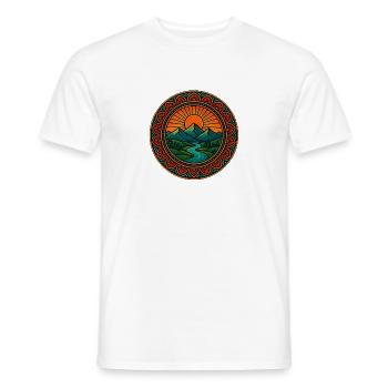 Sunrise Mountain Mandala t-shirt - Men's T-Shirt - white - Front - AI Model Male 178 dark (178cm)