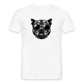 Bouledogue avec lunettes de soleil - T-shirt homme - blanc - Devant - AI Model Male 178 dark (178cm)