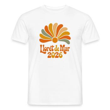 Lloret de mars 2026 Retro Blossoms - T-shirt homme - blanc - Devant - AI Model Male 178 dark (178cm)