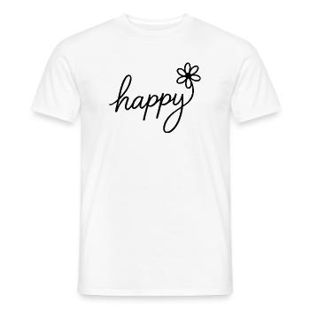 Cheerful hand lettering with flower - Men's T-Shirt - white - Front - AI Model Male 178 dark (178cm)