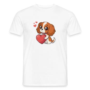 Cavalier King Charles Sweet Heart Cartoon Puppy - Men's T-Shirt - white - Front - AI Model Male 178 dark (178cm)