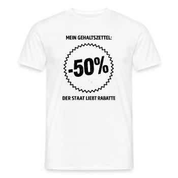 Gehaltszettel 50 Prozent Rabatt - Männer T-Shirt - Weiß - Vorne - AI Model Male 178 dark (178cm)