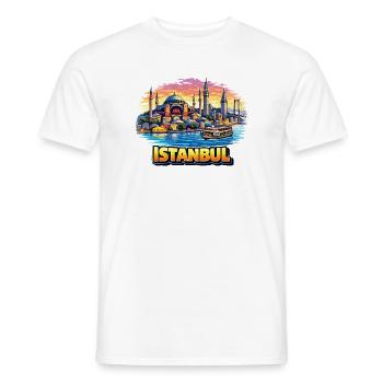 Silhouette d’Istanbul sur le Bosphore - T-shirt homme - blanc - Devant - AI Model Male 178 dark (178cm)