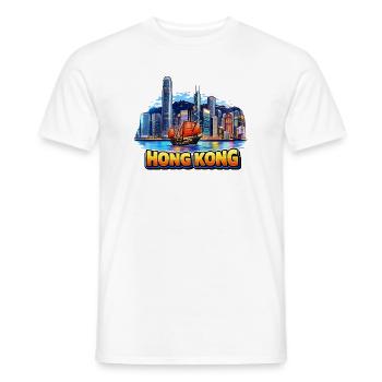 Hong Kong Skyline  - Männer T-Shirt - Weiß - Vorne - AI Model Male 178 dark (178cm)