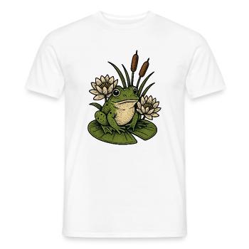 Frog at the water lily pond - Men's T-Shirt - white - Front - AI Model Male 178 dark (178cm)