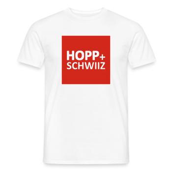Hopp Schwiiz - Schweiz - Suisse - Grüezi - T-shirt homme - blanc - Devant - AI Model Male 178 dark (178cm)