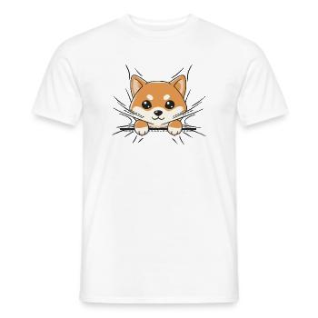 Shiba Inu aufsteigende Kawaii - Männer T-Shirt - Weiß - Vorne - AI Model Male 178 dark (178cm)
