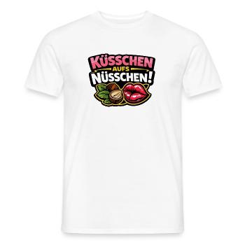 Bisous sur la noix – Baiser espiègle en disant - T-shirt homme - blanc - Devant - AI Model Male 178 dark (178cm)