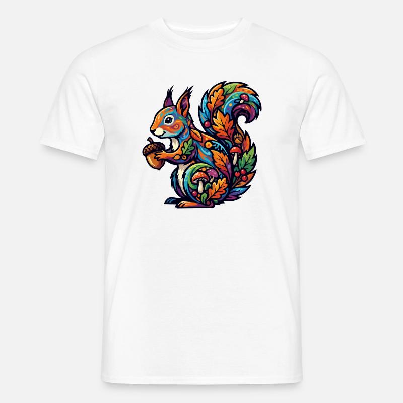Buntes Eichhörnchen Herbstzauber Nuss Waldbewohner - Männer T-Shirt - Weiß