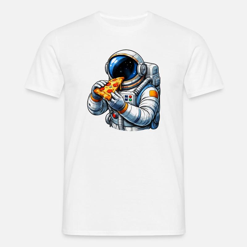 Astronaut spiser pizza - T-shirt til herrer - hvid