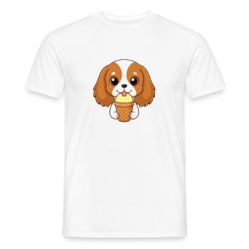 Chiot Cavalier gourmand Glace - Men's T-Shirt - white - Front - AI Model Male 178 dark (178cm)