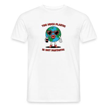 Le plastique n’est pas une expression écologique ironique - T-shirt homme - blanc - Devant - AI Model Male 178 dark (178cm)