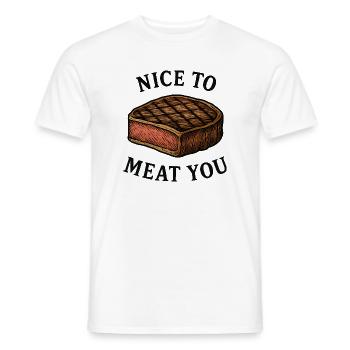 Ravi de vous rencontrer Steak Graphic - T-shirt homme - blanc - Devant - AI Model Male 178 dark (178cm)