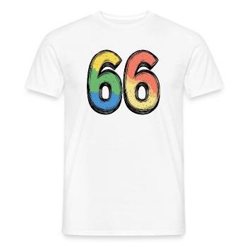 66 Zahl Bunt - Männer T-Shirt - Weiß - Vorne - AI Model Male 178 dark (178cm)