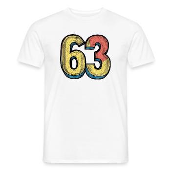 63 Zahl Bunt - Männer T-Shirt - Weiß - Vorne - AI Model Male 178 dark (178cm)