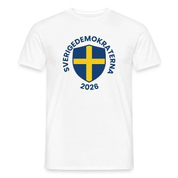 Blue shield with yellow cross design - Men's T-Shirt - white - Front - AI Model Male 178 dark (178cm)