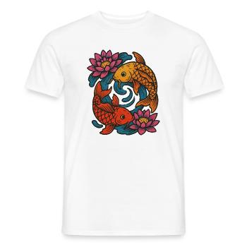 Koi- und Lotus-Runddesign - Männer T-Shirt - Weiß - Vorne - AI Model Male 178 dark (178cm)
