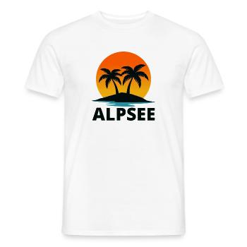 Alpsee Urlaub Palmen Sonnenuntergang Retro - Männer T-Shirt - Weiß - Vorne - AI Model Male 178 dark (178cm)